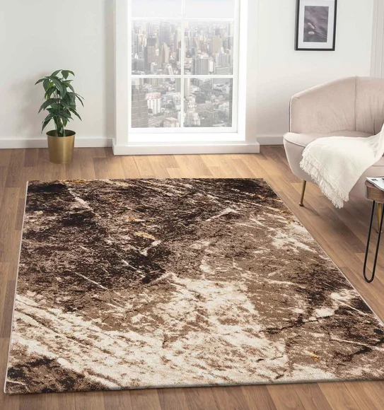 Omaxe Abstract Carpet D.Brown and Beige