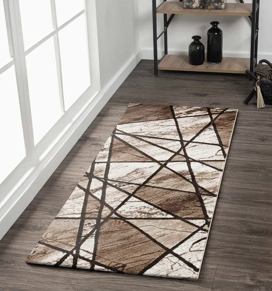 Flamme Geometric Runner Cream Brown