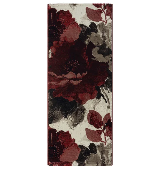 Flamme Floral Runner Red and Beige