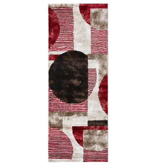 Flamme Geometric Runner Red Brown