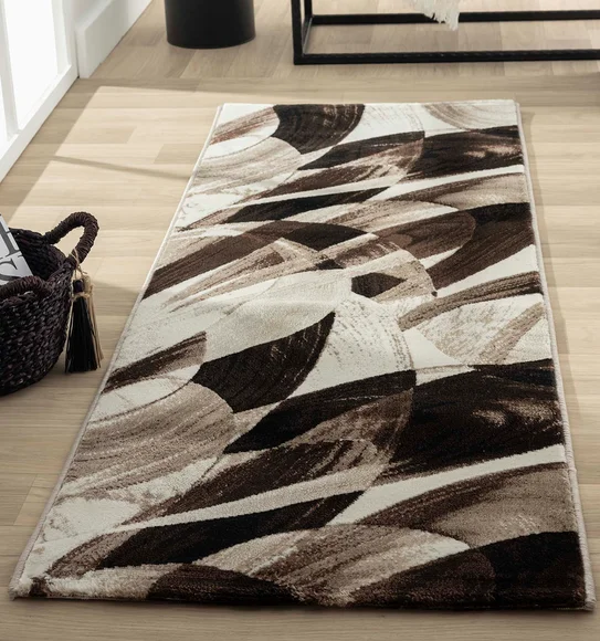 Flamme Abstract Runner D.Brown and Cream
