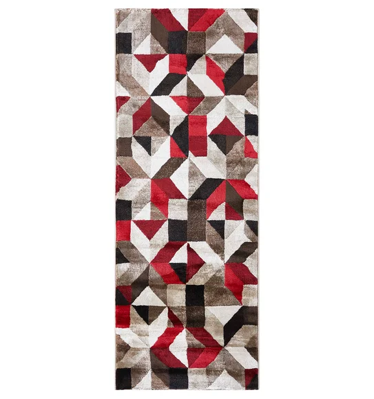 Flamme Geometric Runner Red and Brown