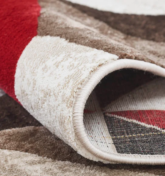 Flamme Geometric Runner Red and Brown
