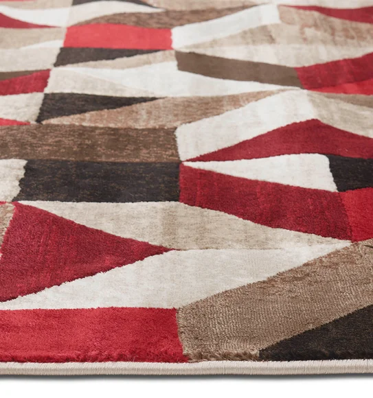 Flamme Geometric Runner Red and Brown