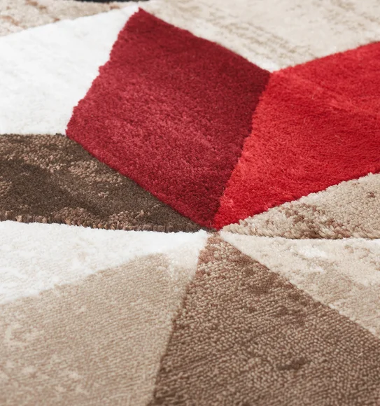 Flamme Geometric Runner Red and Brown