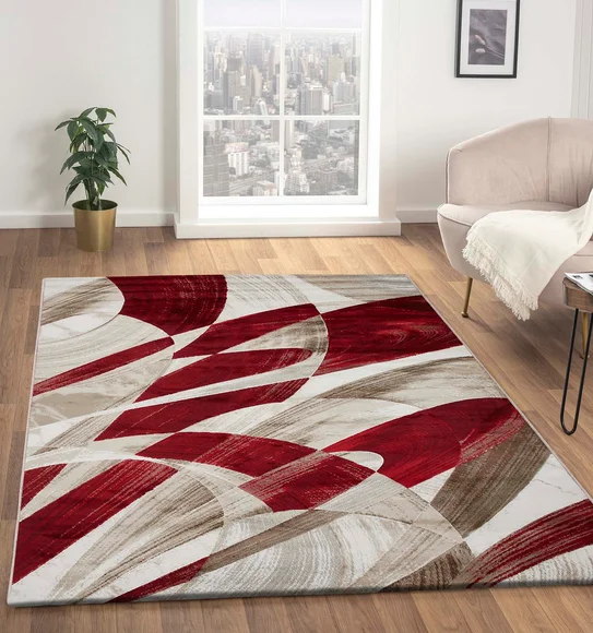 Flamme Abstract Carpet Red and Cream