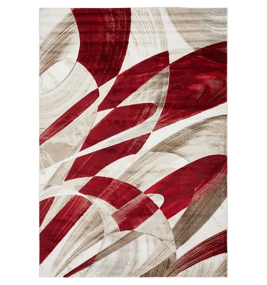 Flamme Abstract Carpet Red and Cream