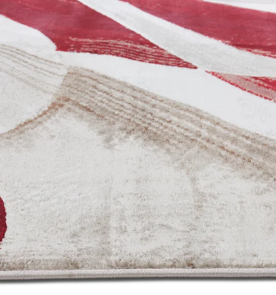 Flamme Abstract Carpet Red and Cream