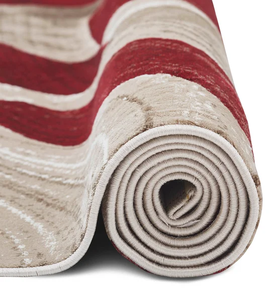 Flamme Abstract Carpet Red and Cream