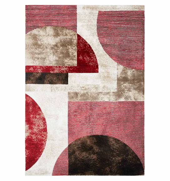 Flamme Geometric Carpet Red Brown