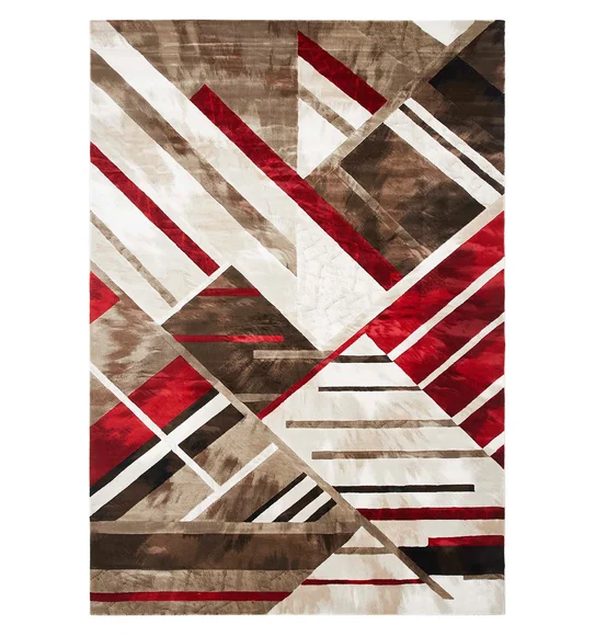 Flamme Geometric Carpet Red and Cream