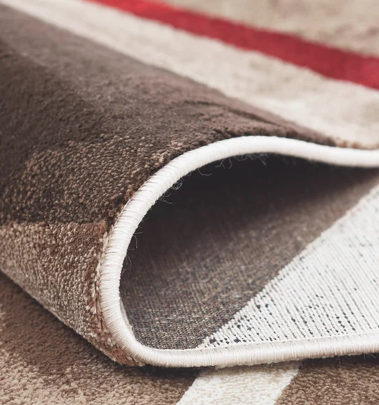 Flamme Geometric Carpet Red and Cream