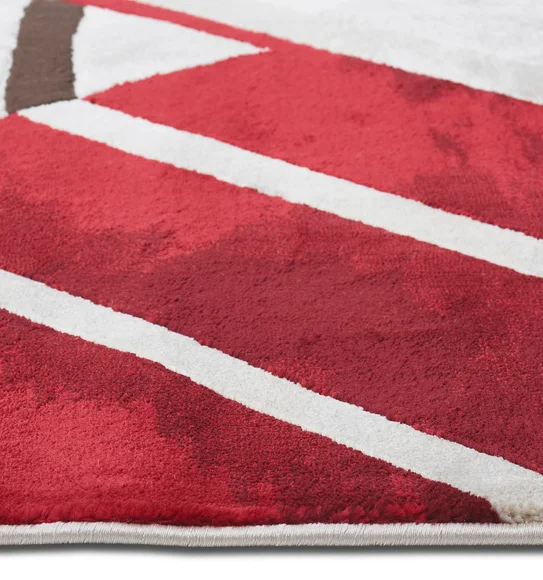 Flamme Geometric Carpet Red and Cream