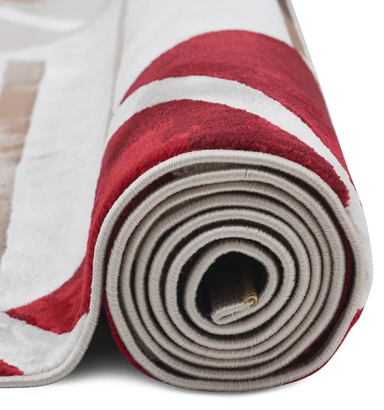 Flamme Geometric Carpet Red and Cream