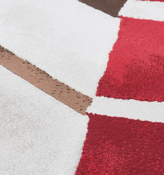 Flamme Geometric Carpet Red and Cream