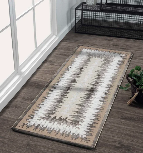 Viana Abstract Runner Beige and White