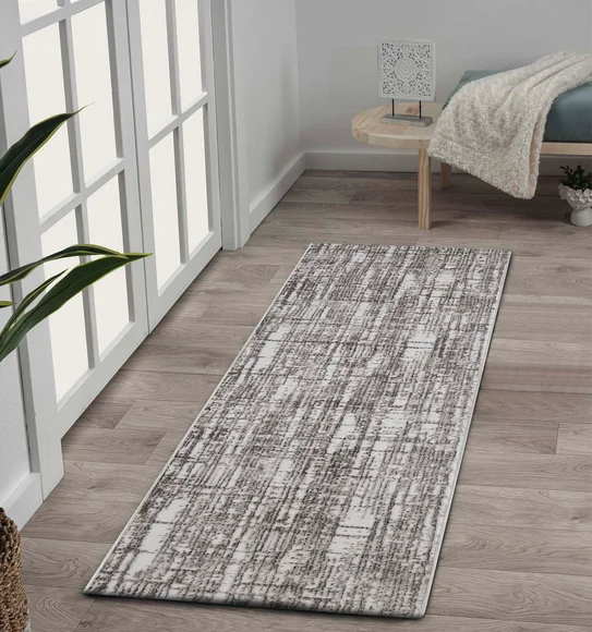 Viana Abstract Runner White and Brown