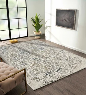 Viana Floral Carpet White and Cream