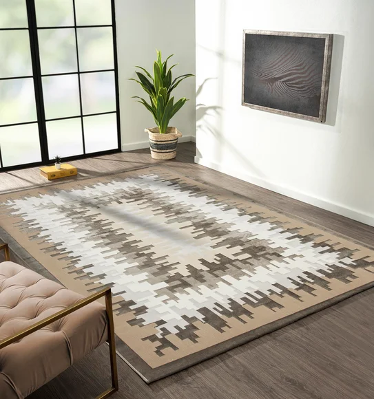 Viana Abstract Carpet Beige and White