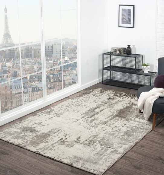 Viana Abstract Carpet Cream and White