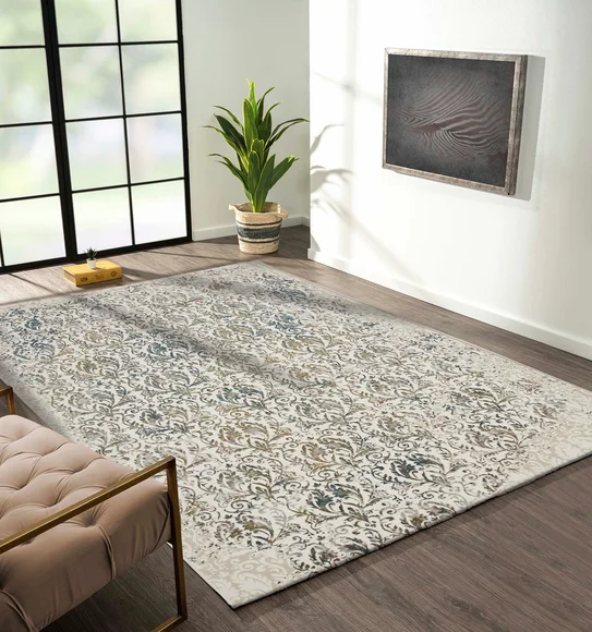 Viana Floral Carpet White and Cream