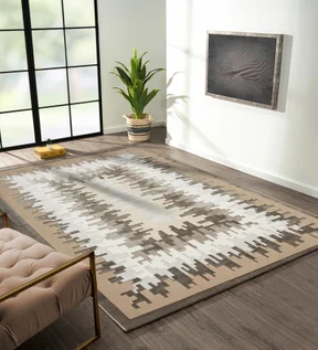 Viana Abstract Carpet Beige and White