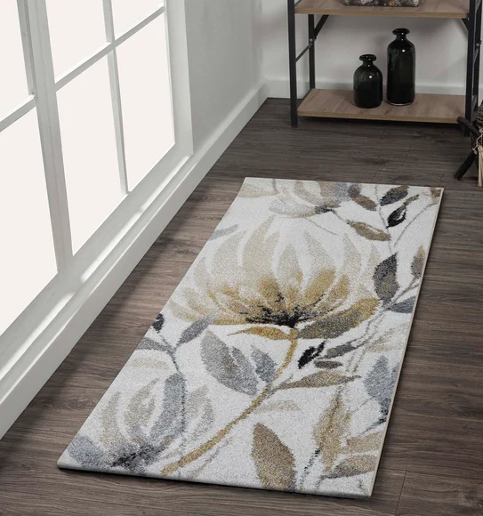 Arizona Floral Runner Gold and Grey