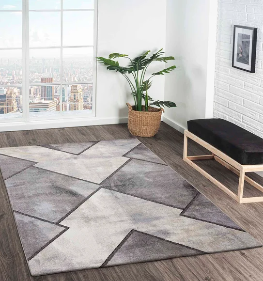 Arizona Geometric Carpet Grey and Charcoal