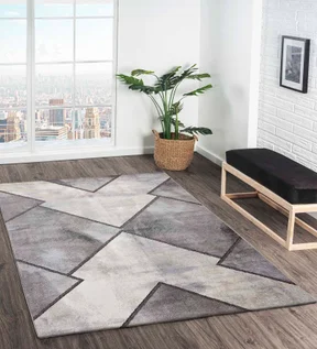 Arizona Geometric Carpet Grey and Charcoal