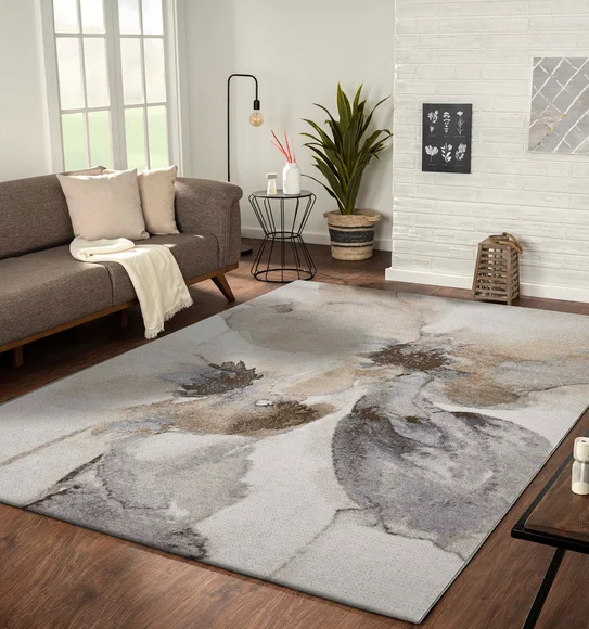Arizona Abstract Carpet L.Brown and Grey