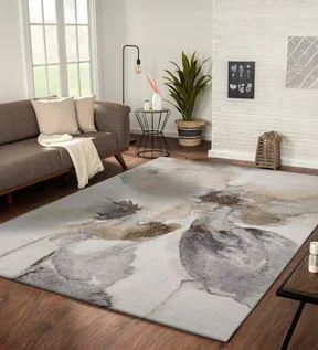Arizona Abstract Carpet L.Brown and Grey