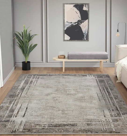 Sweden Abstract Runner Cream and Grey