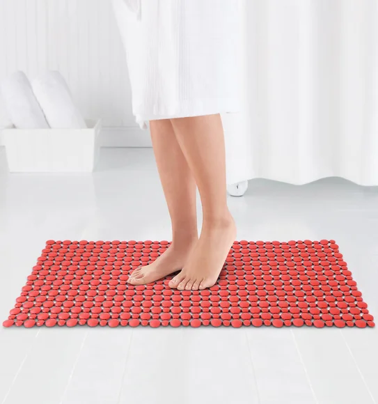Mosaic PVC Anti slip Shower Mat Red Black