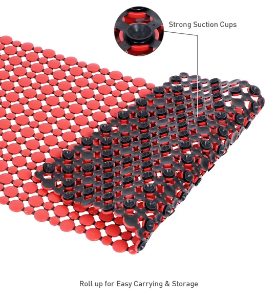 Mosaic PVC Anti slip Shower Mat Red Black