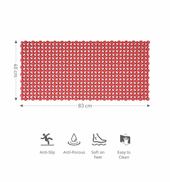 Mosaic PVC Anti slip Shower Mat Red Black
