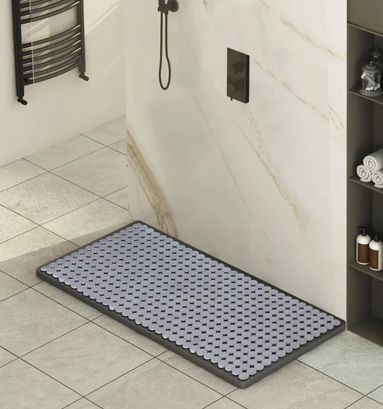 Mosaic PVC Anti slip Shower Mat Solid Silver