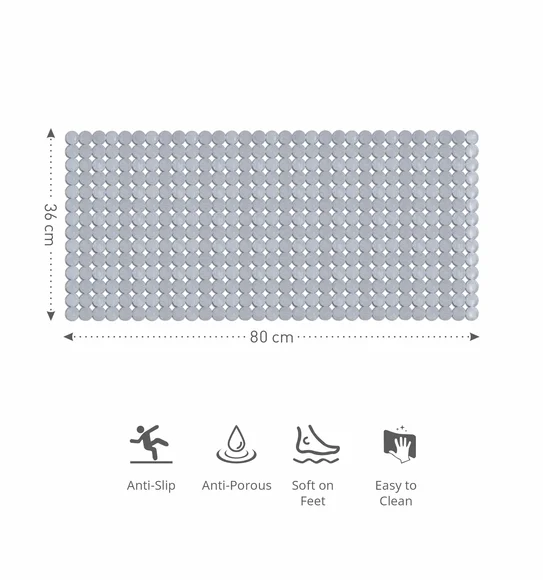 Mosaic PVC Anti slip Shower Mat Solid Silver