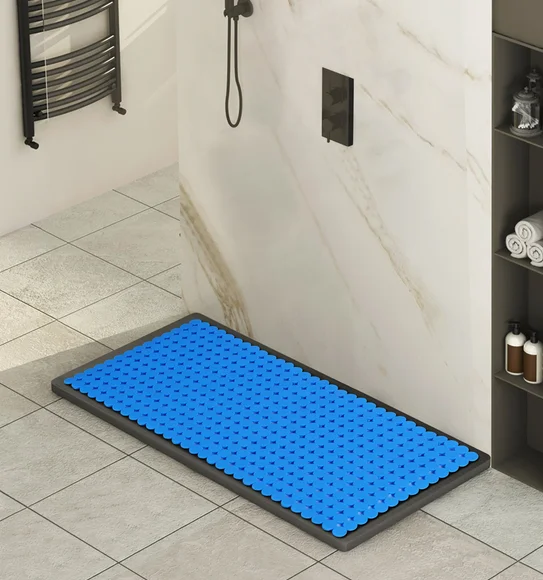Mosaic PVC Anti slip Shower Mat Solid Blue