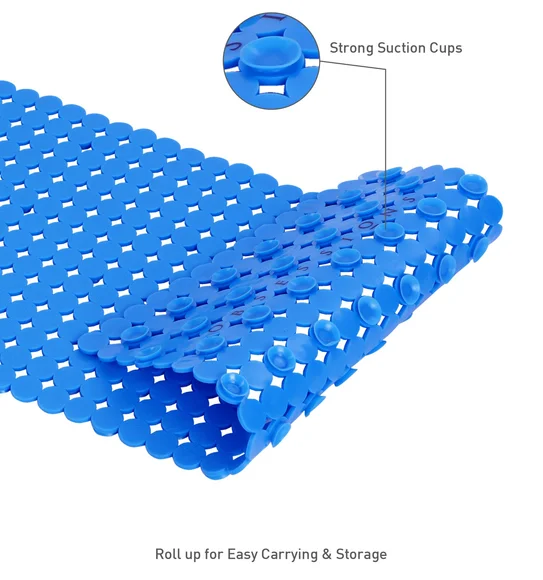 Mosaic PVC Anti slip Shower Mat Solid Blue
