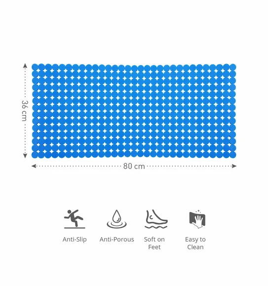 Mosaic PVC Anti slip Shower Mat Solid Blue