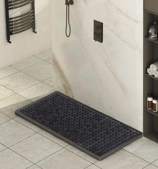 Mosaic PVC Anti slip Shower Mat Grey
