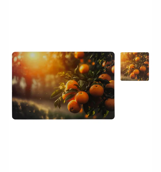Bloom Printed Table Mat Orange