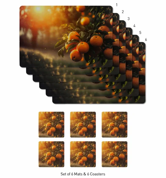 Bloom Printed Table Mat Orange