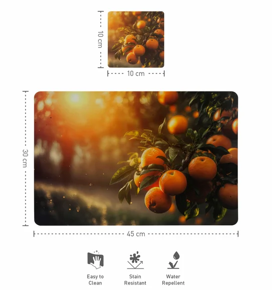 Bloom Printed Table Mat Orange