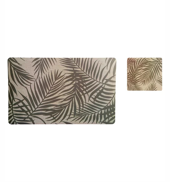 Bloom Printed Table Mat Beige and Grey