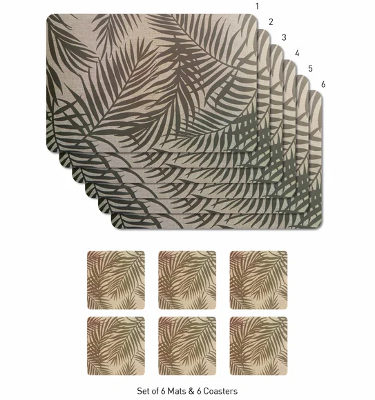 Bloom Printed Table Mat Beige and Grey