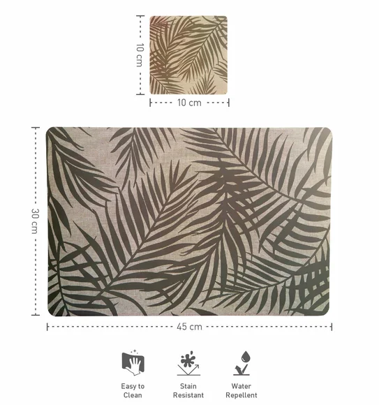 Bloom Printed Table Mat Beige and Grey