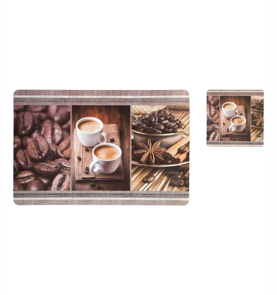 Bloom Printed Table Mat Coffee Brown