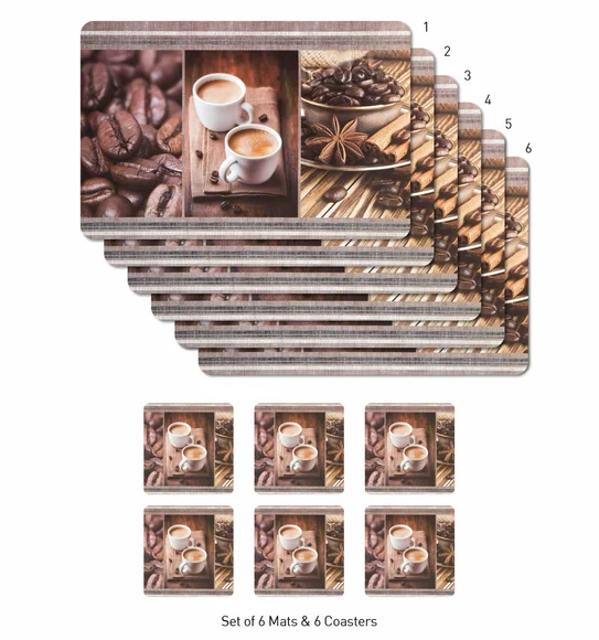 Bloom Printed Table Mat Coffee Brown