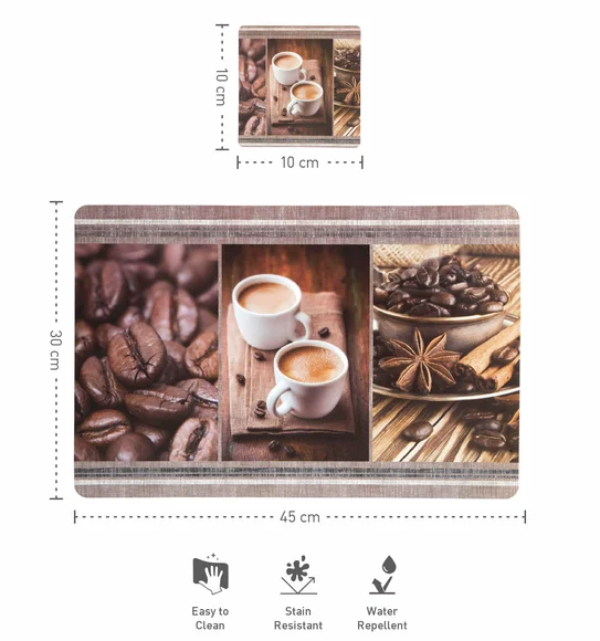 Bloom Printed Table Mat Coffee Brown